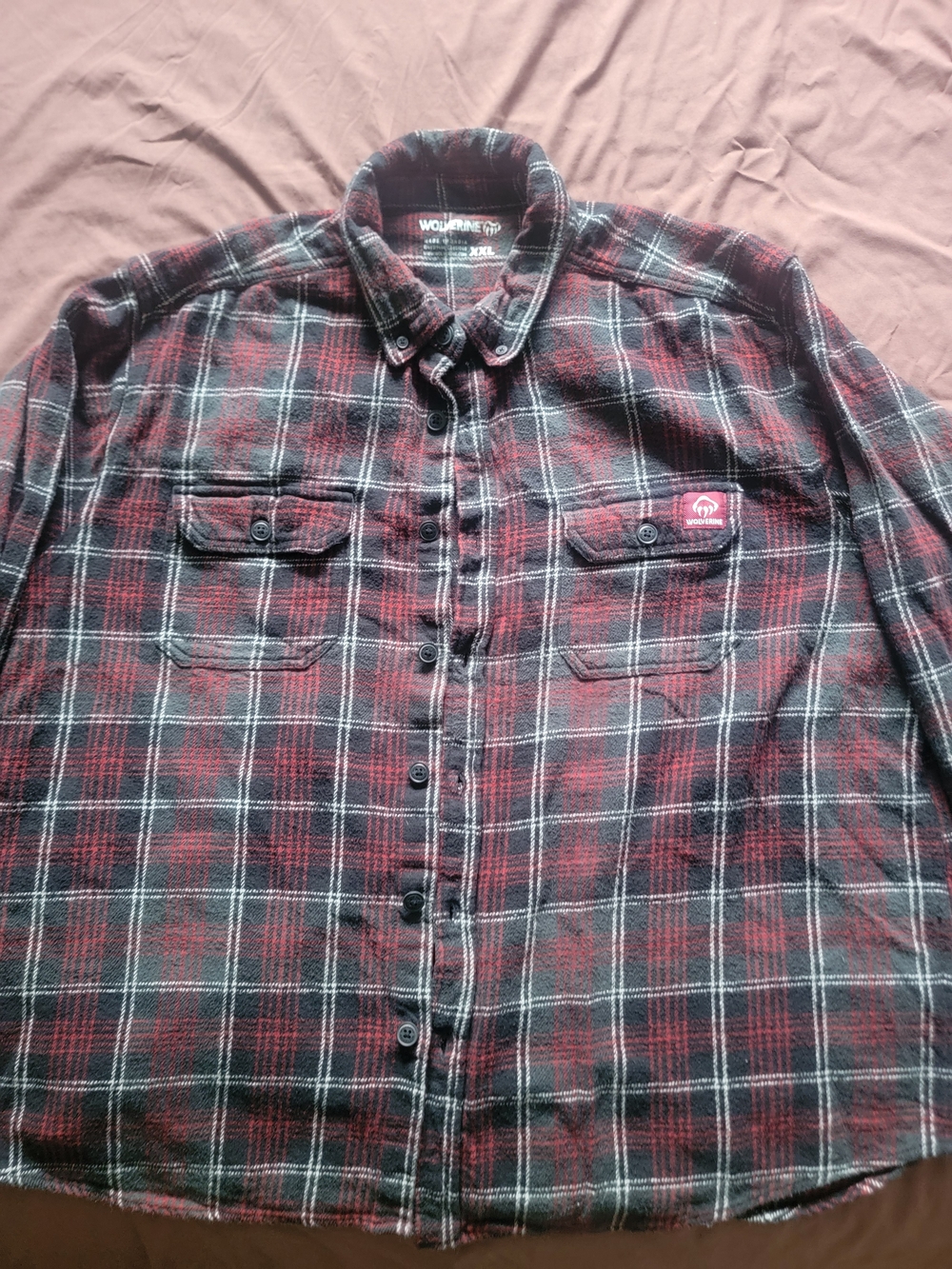 Woolrich Men's Red and Black Plaid Button-Down Shirt